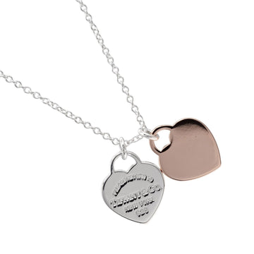 TIFFANY&Co. Return to Double Mini Heart Tag Necklace 925 Silver x Rubedo Metal Approx. 2.95g Women's