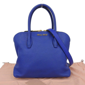 Miu MIUMIU Madras handbag 2WAY bag leather blue RL0097