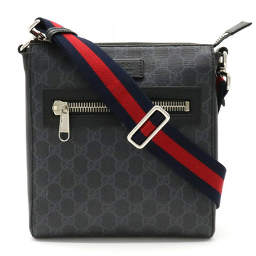 Gucci GG Supreme Webline Small Bag Shoulder PVC Leather Gray Black 523599