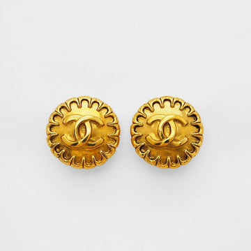 CHANEL Round Coco Earrings 97P Gold Women's