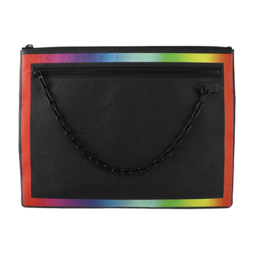 LOUIS VUITTON Pochette A4 Chain Second Bag M30347 Taiga Black Rainbow Clutch Pouch
