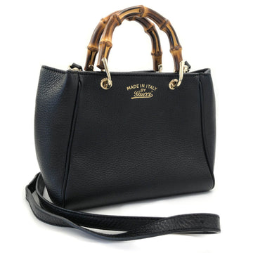 Gucci Shoulder Bag Bamboo Handbag 368823 Leather Black Ladies GUCCI