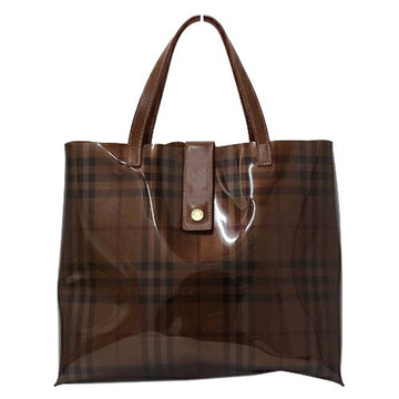 BURBERRY Bag Women's Brand Tote Handbag Vinyl Brown Check