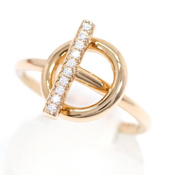 HERMES Echape PM Ring Diamond K18 PG RG Pink Gold 750 Rose  #52 Ladies Toggle Clasp Fashion