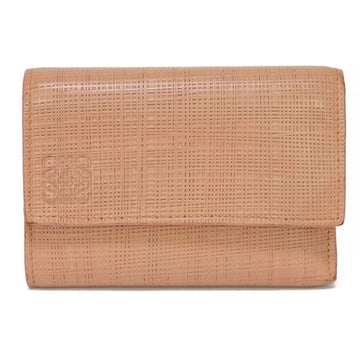 LOEWE Trifold Wallet Linen W Snap Button Anagram Pink Beige 101.88.S97 Men's Women's Billfold