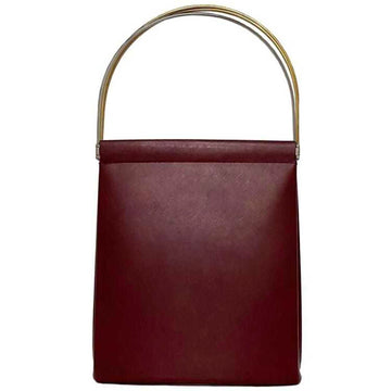 CARTIER Handbag Bordeaux Trinity Tote Bag Calf Leather GP Handle Bellows Metal Fittings Ladies