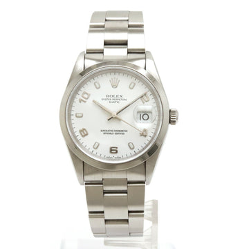 ROLEX Oyster Perpetual Date White Flying Arabic Dial SS Men's Automatic Watch W Number 15200