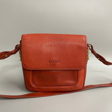 LOEWE Velazquez twist metal fittings leather shoulder bag pochette sacoche red 66889