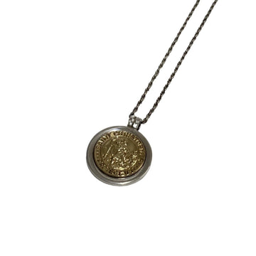 TIFFANY&Co.  St. Christopher Coin Necklace Silver K18 Gold Pendant 82907