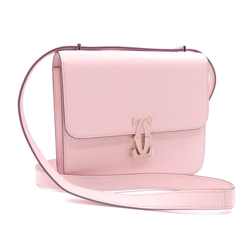 CARTIER Shoulder Bag Double C de Model Ladies Pink Calf Leather CRL1002364