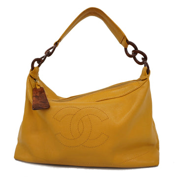 CHANELAuth  Shoulder Bag Women's Caviar Leather Yellow