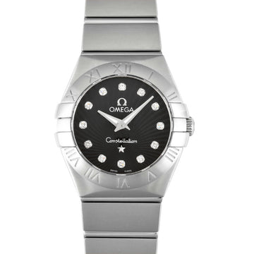 OMEGA Constellation 12P Diamond Index SS Women's Quartz Watch Black Dial 123.10.24.60.51.001