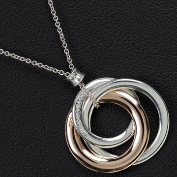 TIFFANY 1837 Interlocking 3 Circle Necklace Silver 925 Rubedo Metal &Co. Women's
