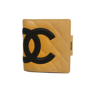 CHANELAuth  Cambon Bi-fold Wallet With Silver Hardware Women's Cambon Ligne
