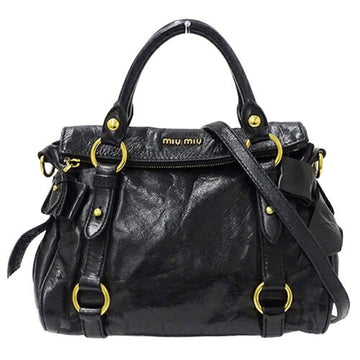 MIU MIUMIU Bag Women's Handbag Shoulder 2way Leather Black RT0438 Ribbon Crossbody