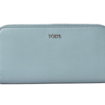 TOD'S wallet  long round type leather light blue