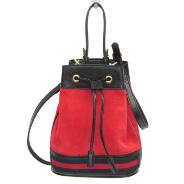 GUCCI 550621 Women's Leather,Suede Handbag,Shoulder Bag Black,Navy,Red Color