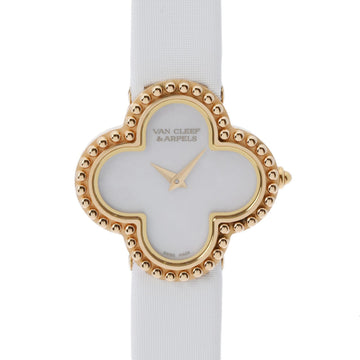 VAN CLEEF & ARPELS Van Cleef Arpels Alhambra Women's YG/Leather Watch Quartz Shell Dial