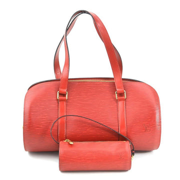 LOUIS VUITTON Handbag Epi Souflo Leather Red Gold Women's M52227