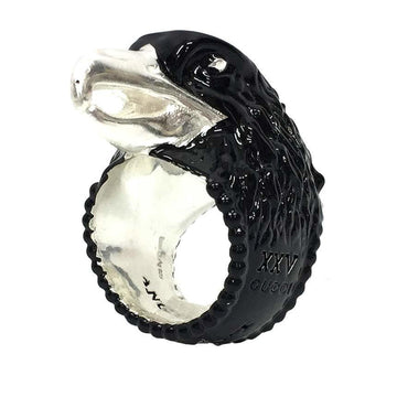 Gucci ANGER FOREST Anger Forest EAGLE HEAD Eagle Head Ring ???15 AG925 Silver x Black Bird Men's