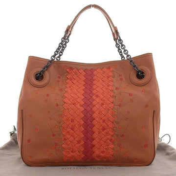 BOTTEGA VENETA Calvados Embroidered Shoulder Bag Nappa Brown 449141VCE02504