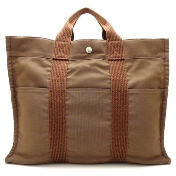 HERMES Ale Line Tote MM Handbag Canvas Brown 350306