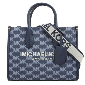 MICHAEL KORS Cotton MIRELLA Top Zip Shopper Tote Small Handbag 35T2G7ZC5J Blue Ladies