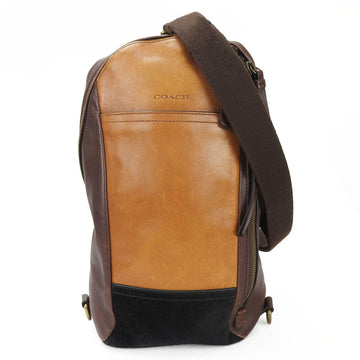COACH body bag 70796 brown leather suede men's