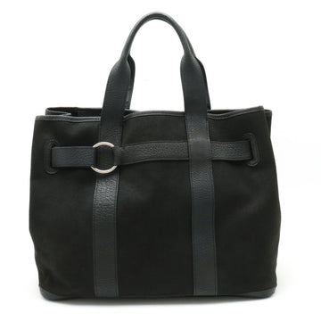 HERMES Petite Suntulle MM Tote Bag Handbag Canvas Leather Black J engraved
