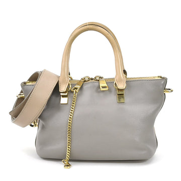CHLOE  Handbag Crossbody Shoulder Bag Leather Greige/Gray Gold Women's