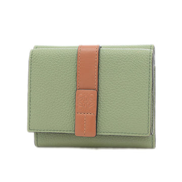 LOEWE Trifold Compact Wallet Leather Green Brown