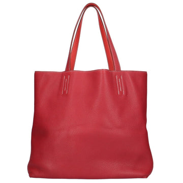 HERMES Double Sense 36 Tote Bag Taurillon Clemence Red Ladies