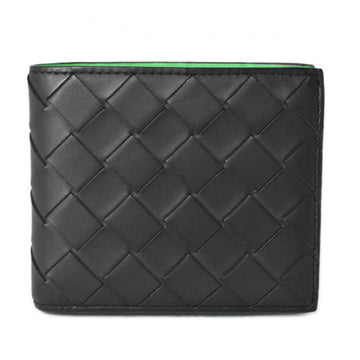 Bottega Veneta wallet bi-fold men's BOTTEGA VENETA intrecciato black lime green 605722
