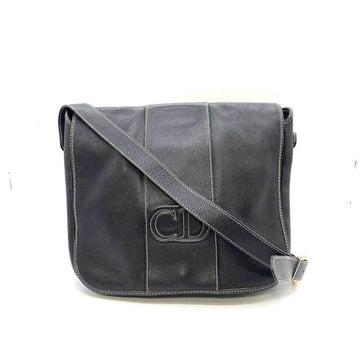 CHRISTIAN DIOR Bag Shoulder Black Flap CD Women's Men's Leather ChristianDior