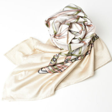 GUCCI scarf muffler  large silk beige white 340028 3G021 9167