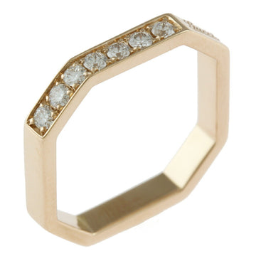 GUCCI Octagonal Diamond Ring No. 9.5 18K K18 Pink Gold Women's