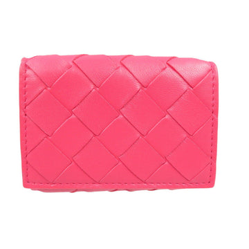 BOTTEGA VENETA Intrecciato Lambskin Pink Trifold Wallet
