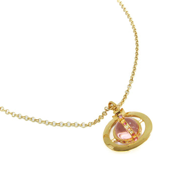 VIVIENNE WESTWOOD Orb Metal,Rhinestone Women's Casual Pendant Necklace [Clear,Gold,Pink]
