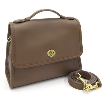 COACH Handbag 9870 Brown Leather Old Turnlock Shoulder Bag Ladies