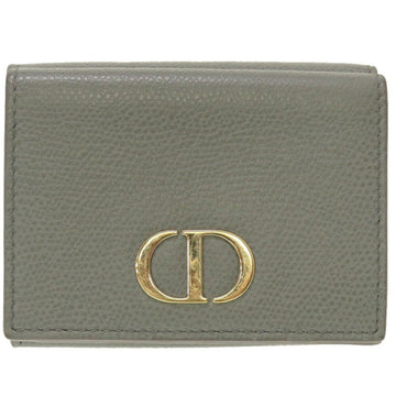 CHRISTIAN DIOR Leather Gray Trifold Wallet