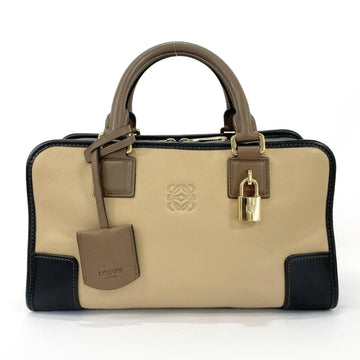 LOEWE Amazona 28 Tricolor Handbag Leather 352.69.A03 Women's Brown