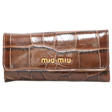 MIU MIU Miu Key Case Brown Women's Leather