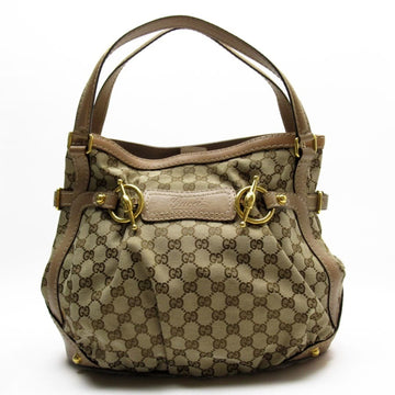 GUCCI shoulder bag GG brown canvas x leather 203546