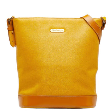 BURBERRY Nova Check Shadow Horse Bucket Type Shoulder Bag Yellow Orange Leather Women's