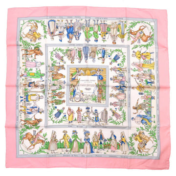 HERMES Carre Muffler 90 Modern Citizen's Clothing COSTUMES CIVILS ACTUELS Silk Pink Scarf 0324