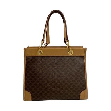 CELINE Vintage Macadam Blason Leather Genuine Handbag Mini Tote Bag Brown 23198