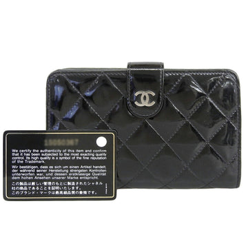 CHANEL Coco Mark Round Fold Wallet Enamel Black with Seal No. 15 8667