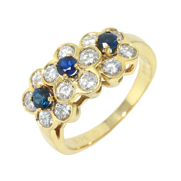 VAN CLEEF & ARPELS 3 Flower No. 11.5 Ring Sapphire Diamond K18 YG 750