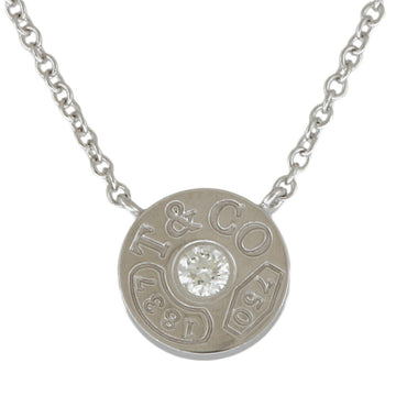 TIFFANY 1837 Circle Round Necklace 18K White Gold Diamond Unisex &Co.