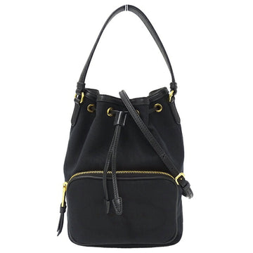 PRADA Bag Women's Brand Logo Jacquard Handbag Shoulder 2way Black 1BH038 Drawstring Casual Small Compact